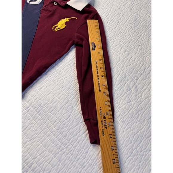 Polo By Ralph Lauren Boys Burgundy Long Sleeve Rugby Shirt SZ 6 Big Pony Preppy - Picture 6 of 8